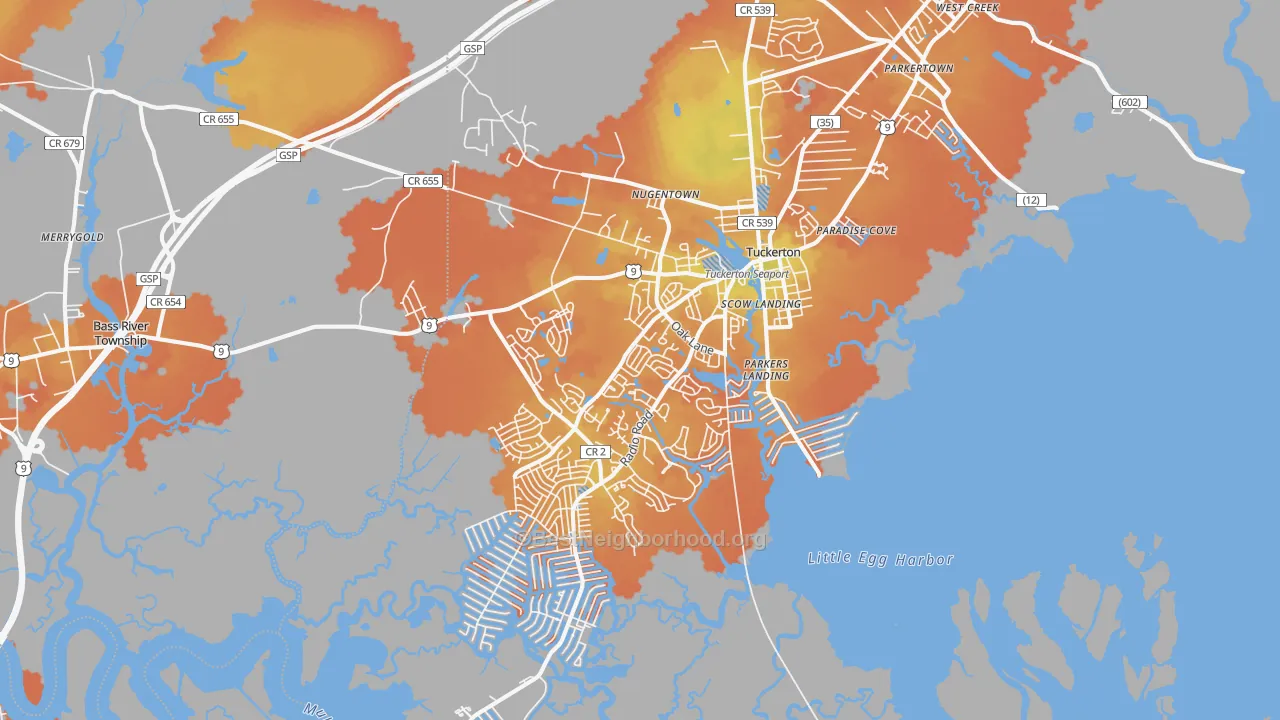 Bike Grade map of 08087, NJ