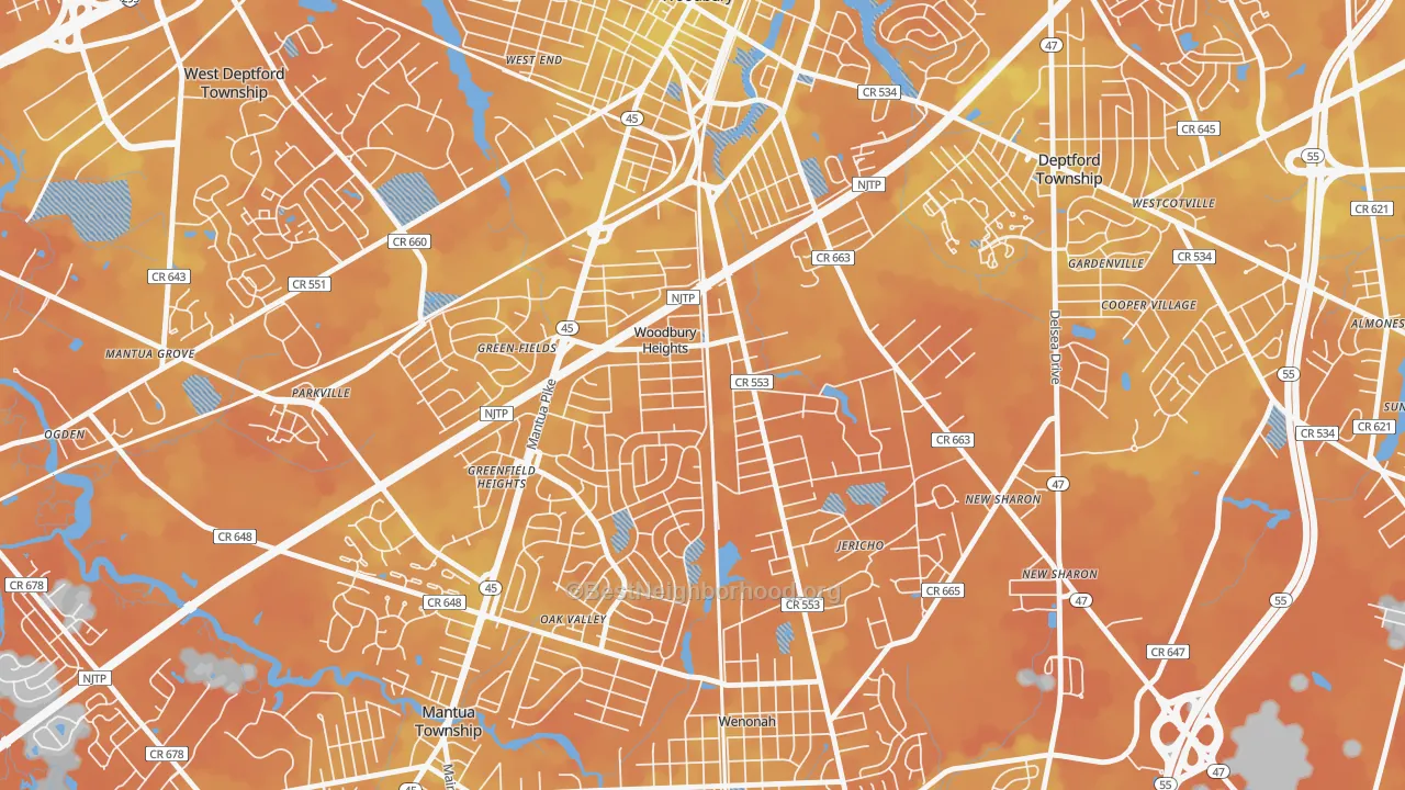 Bike Grade map of 08097, NJ