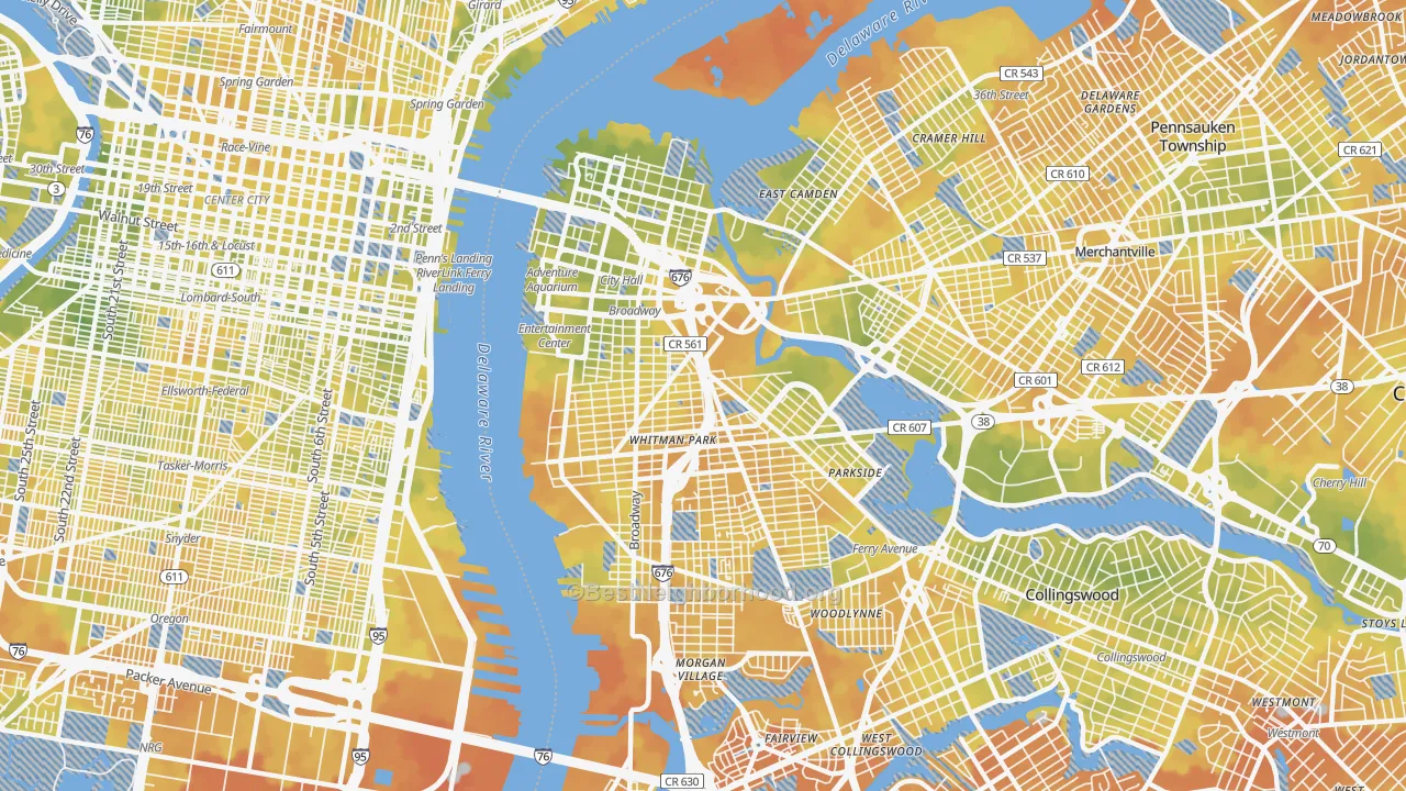 Bike Grade map of 08103, NJ