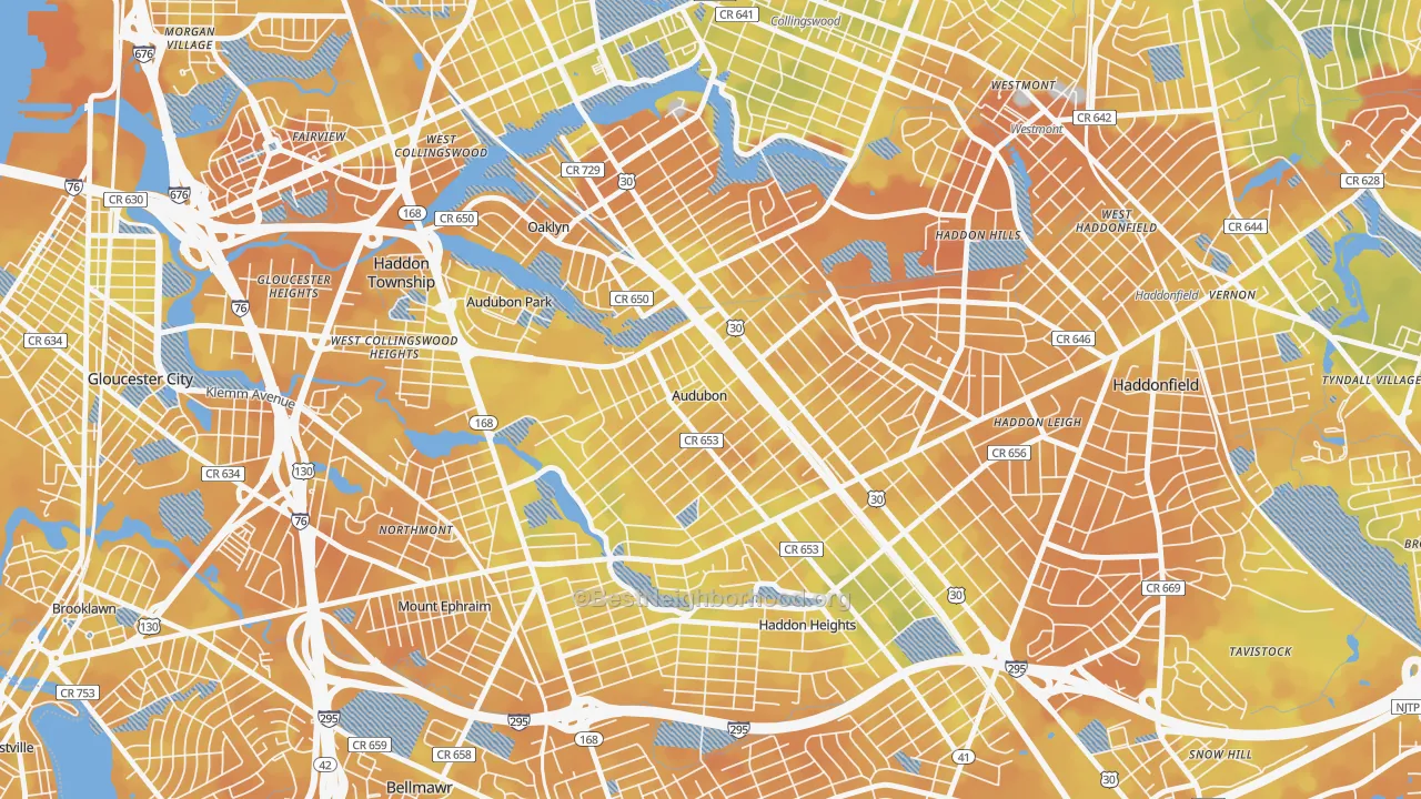 Bike Grade map of 08106, NJ