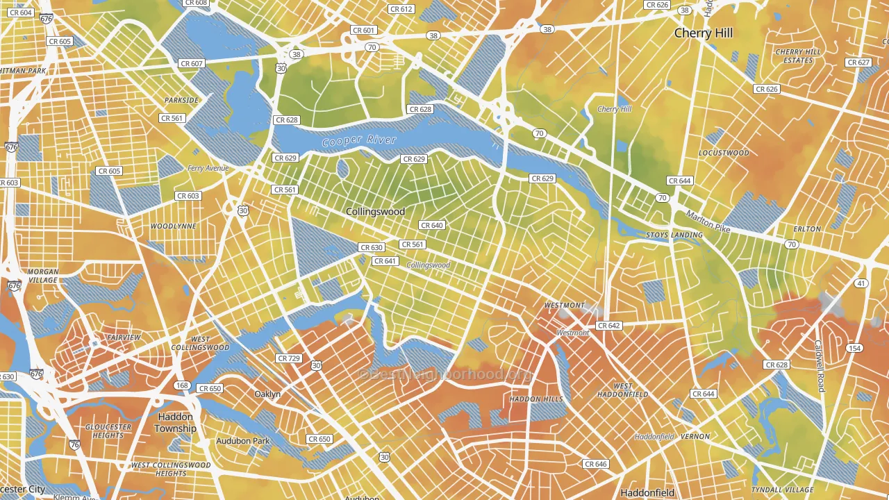 Bike Grade map of 08108, NJ