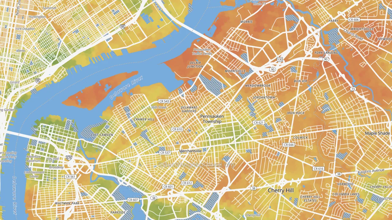 Bike Grade map of 08110, NJ