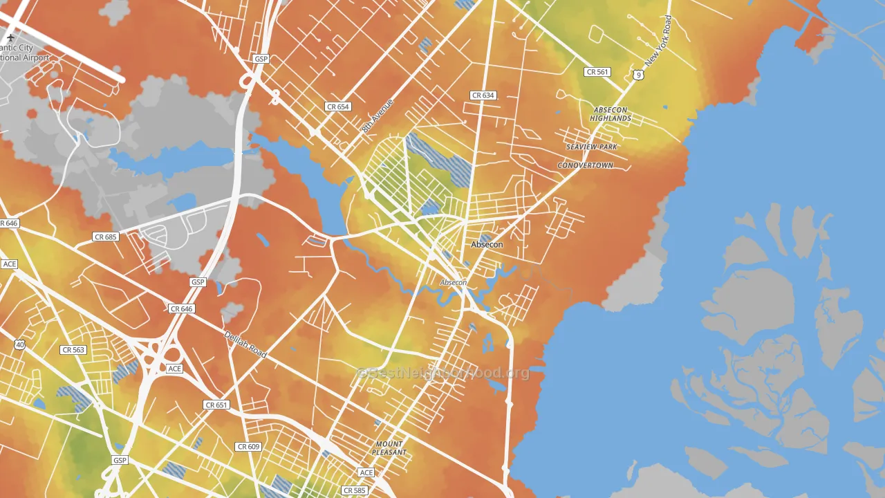 Bike Grade map of 08201, NJ
