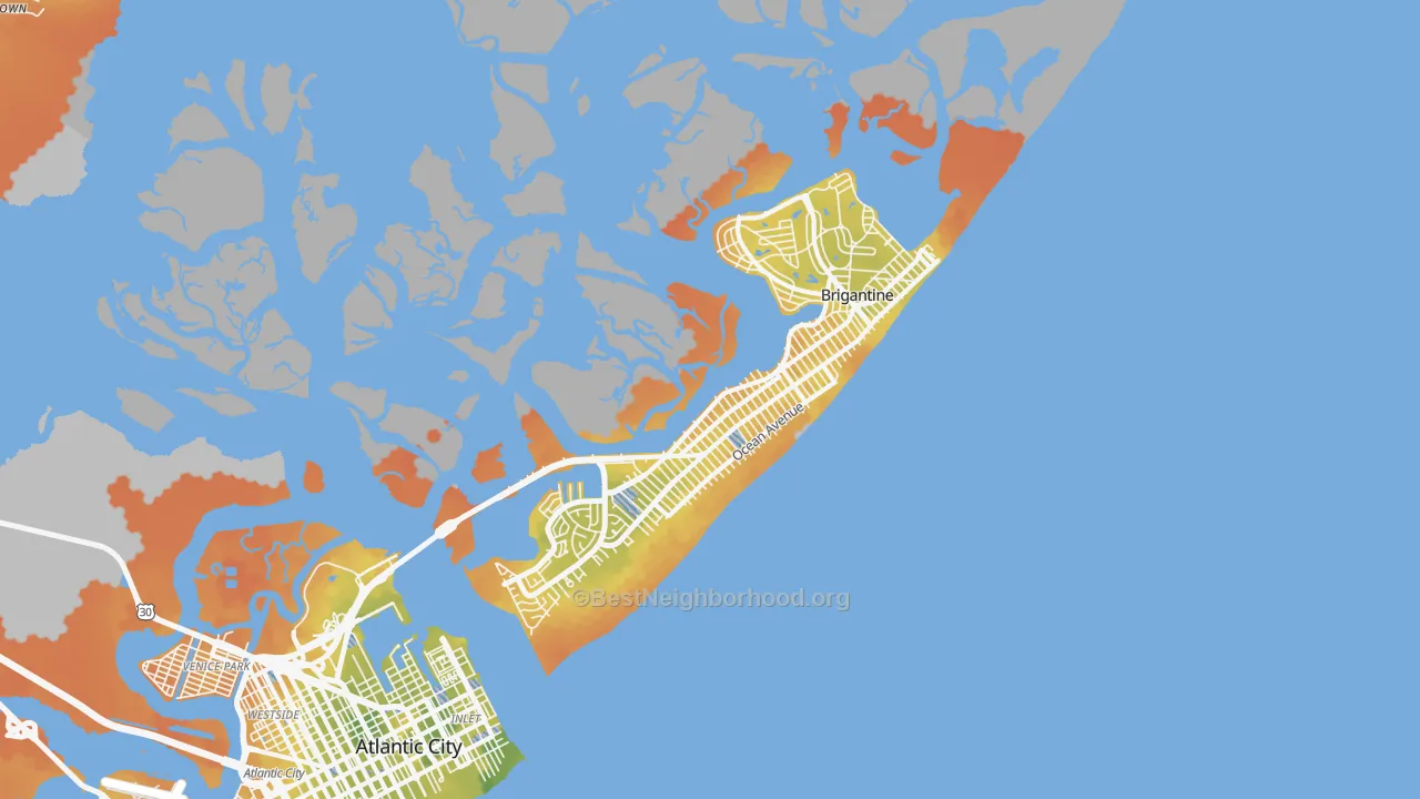 Bike Grade map of 08203, NJ