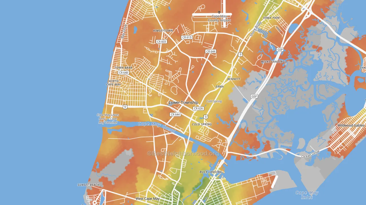 Bike Grade map of 08204, NJ