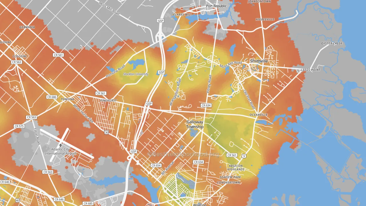 Bike Grade map of 08205, NJ
