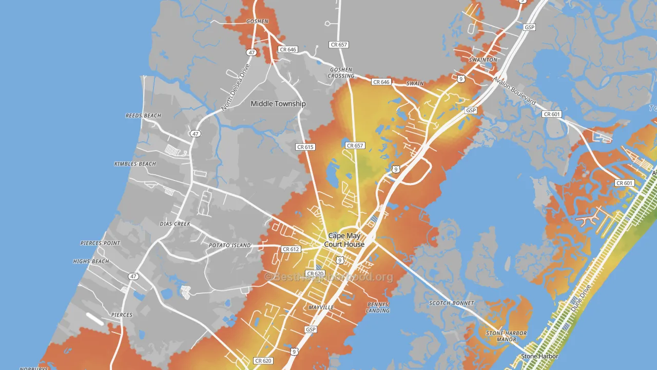 Bike Grade map of 08210, NJ