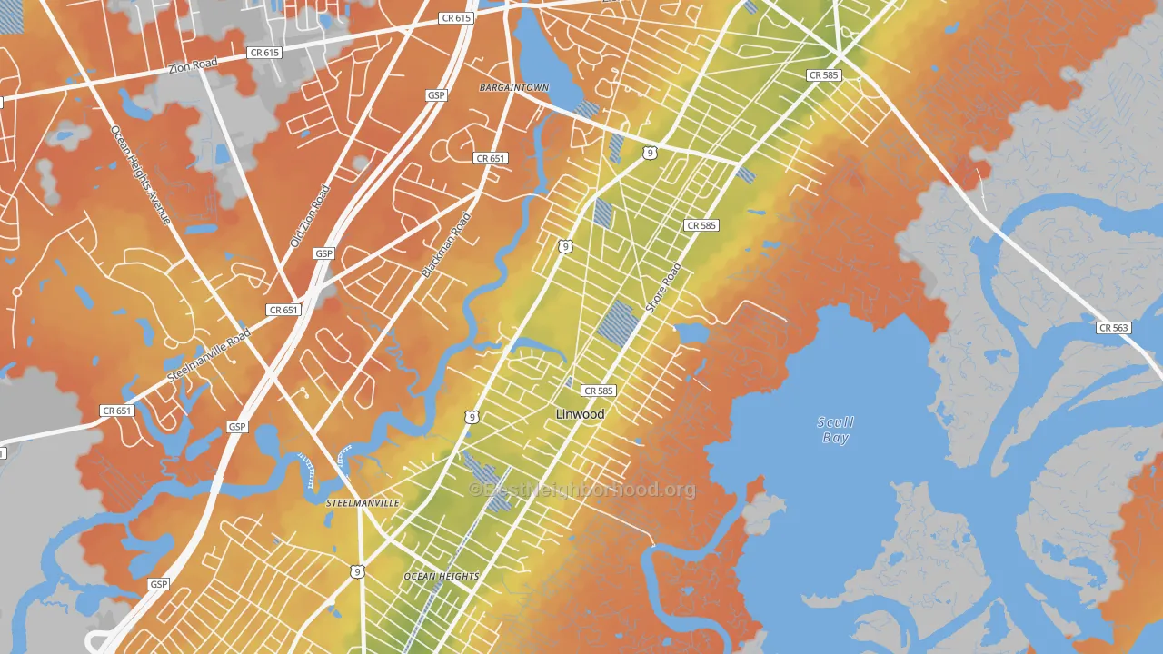 Bike Grade map of 08221, NJ
