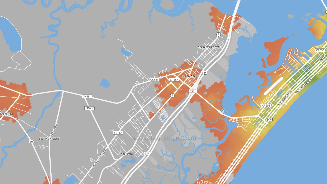 Bike Grade map of 08223, NJ