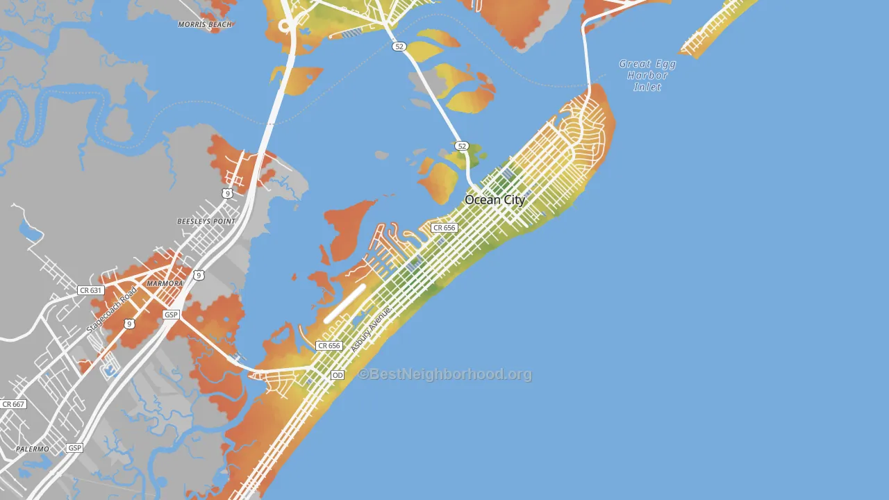 Bike Grade map of 08226, NJ