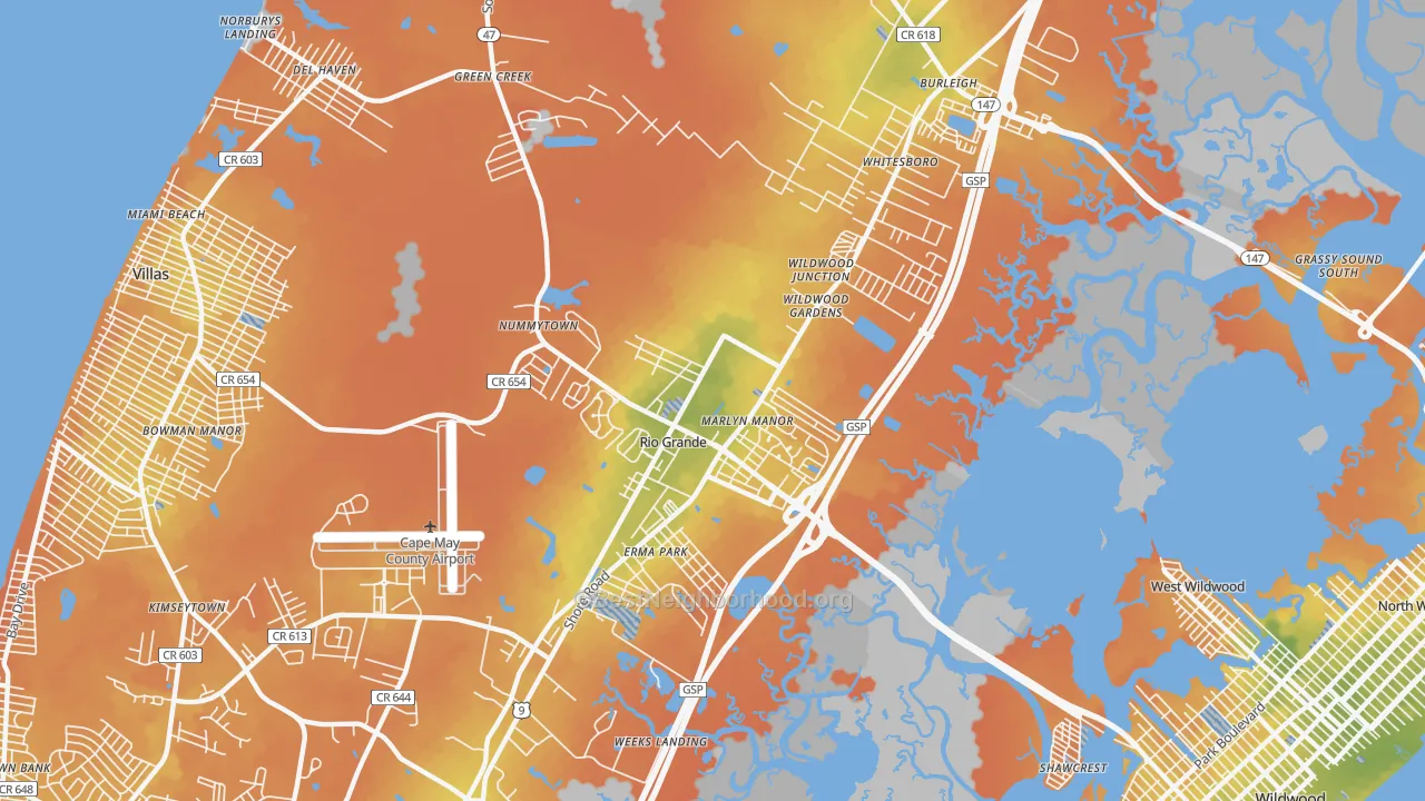 Bike Grade map of 08242, NJ