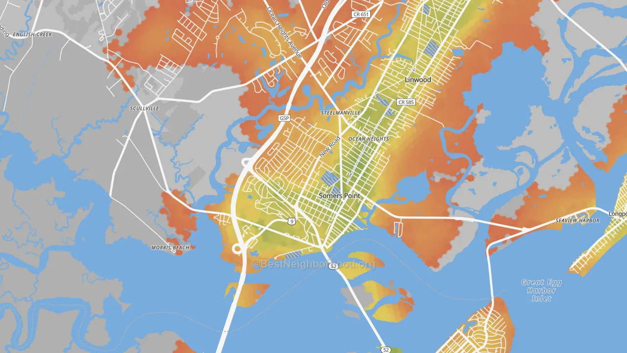 Bike Grade map of 08244, NJ