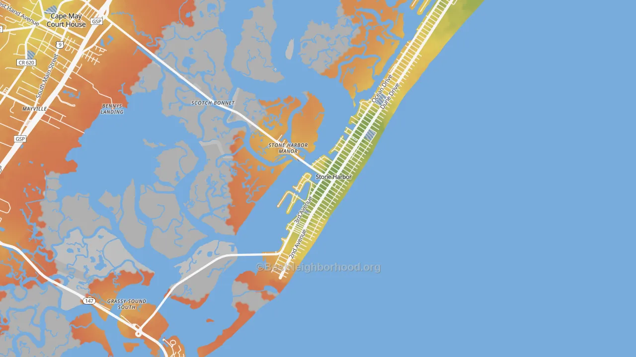 Bike Grade map of 08247, NJ