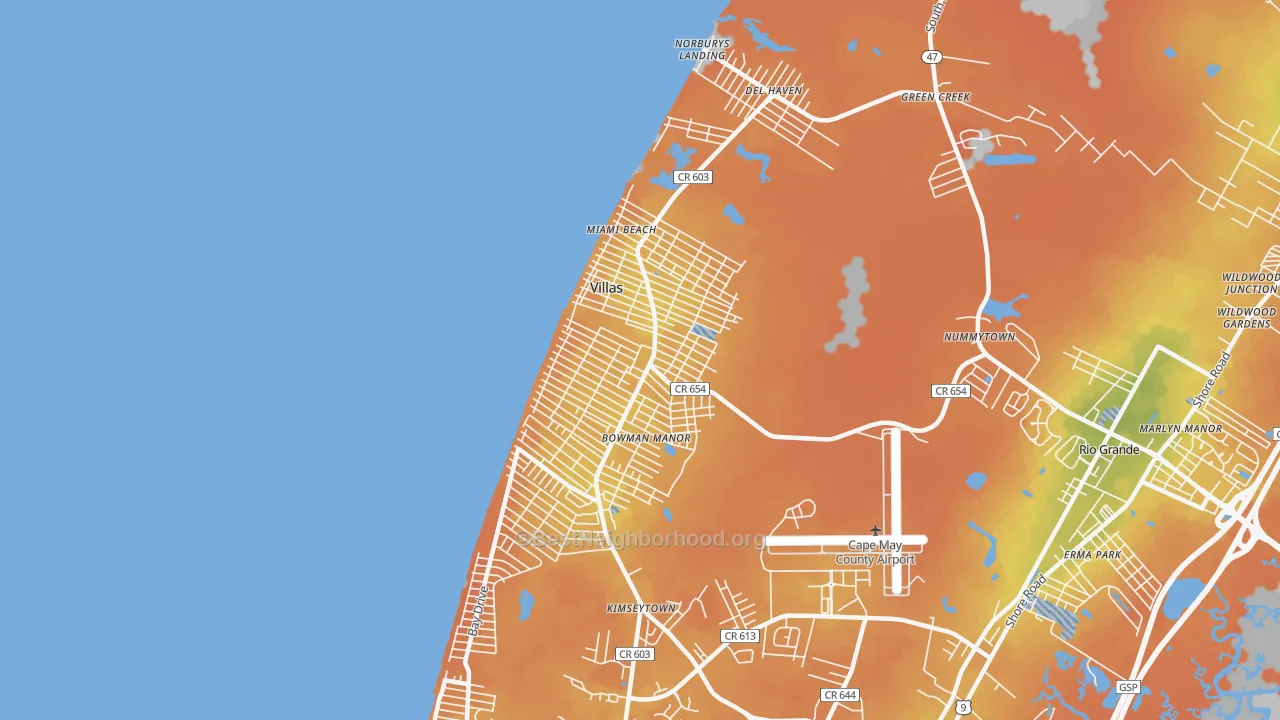 Bike Grade map of 08251, NJ