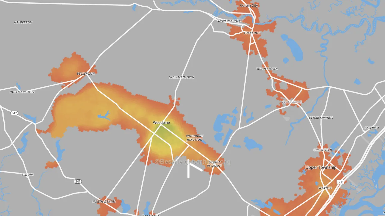 Bike Grade map of 08270, NJ