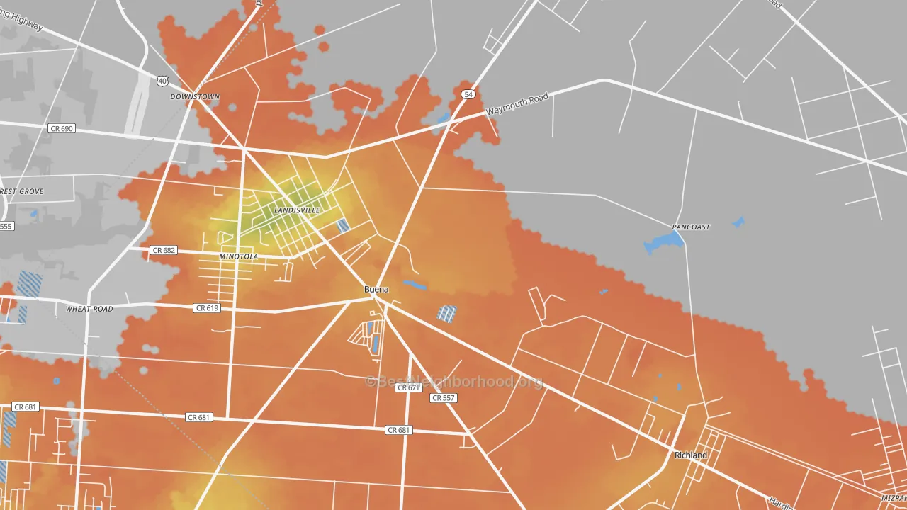 Bike Grade map of 08310, NJ