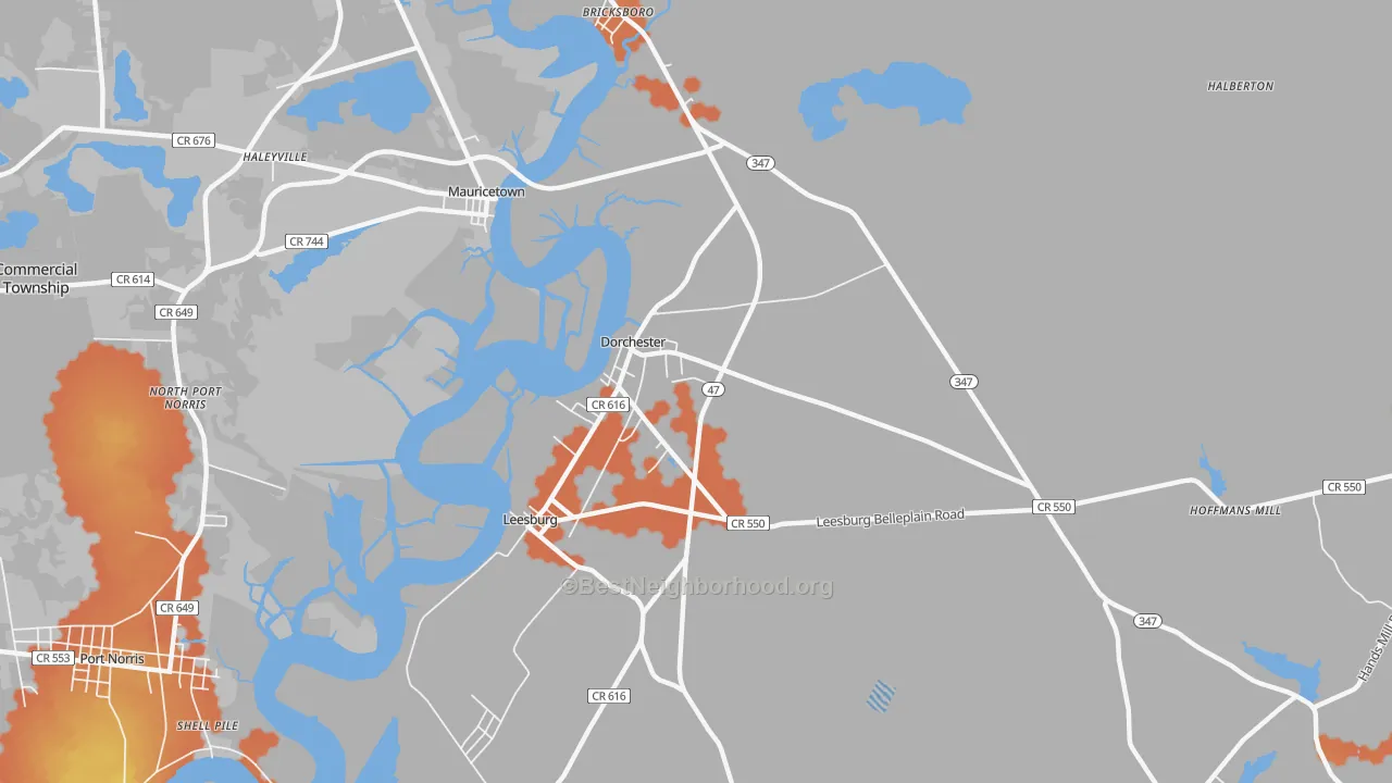 Bike Grade map of 08316, NJ