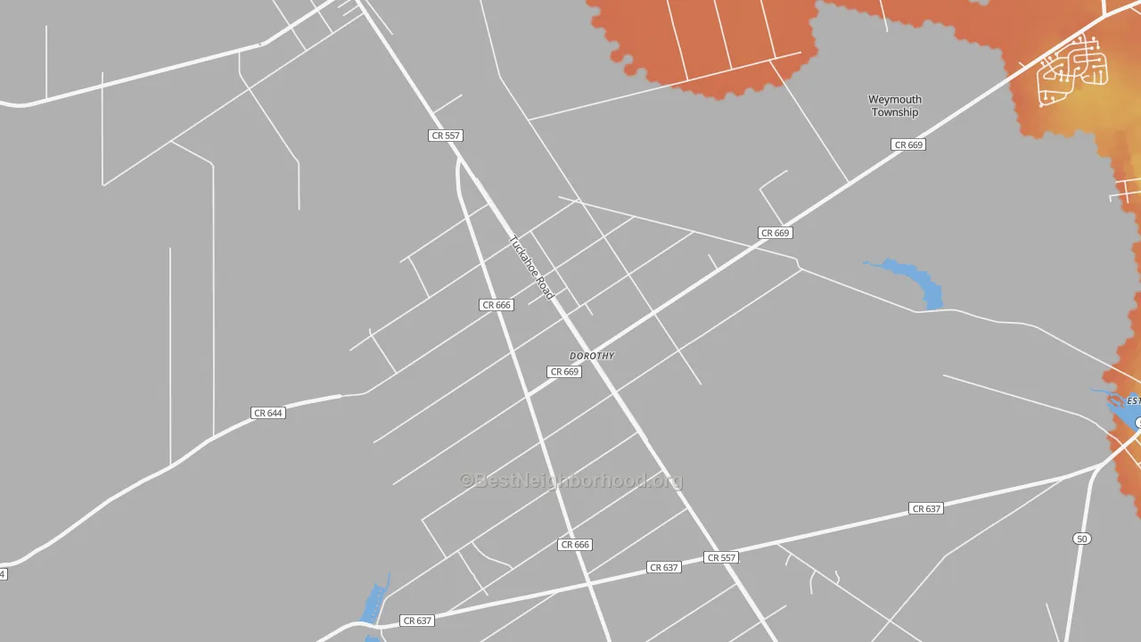 Bike Grade map of 08317, NJ