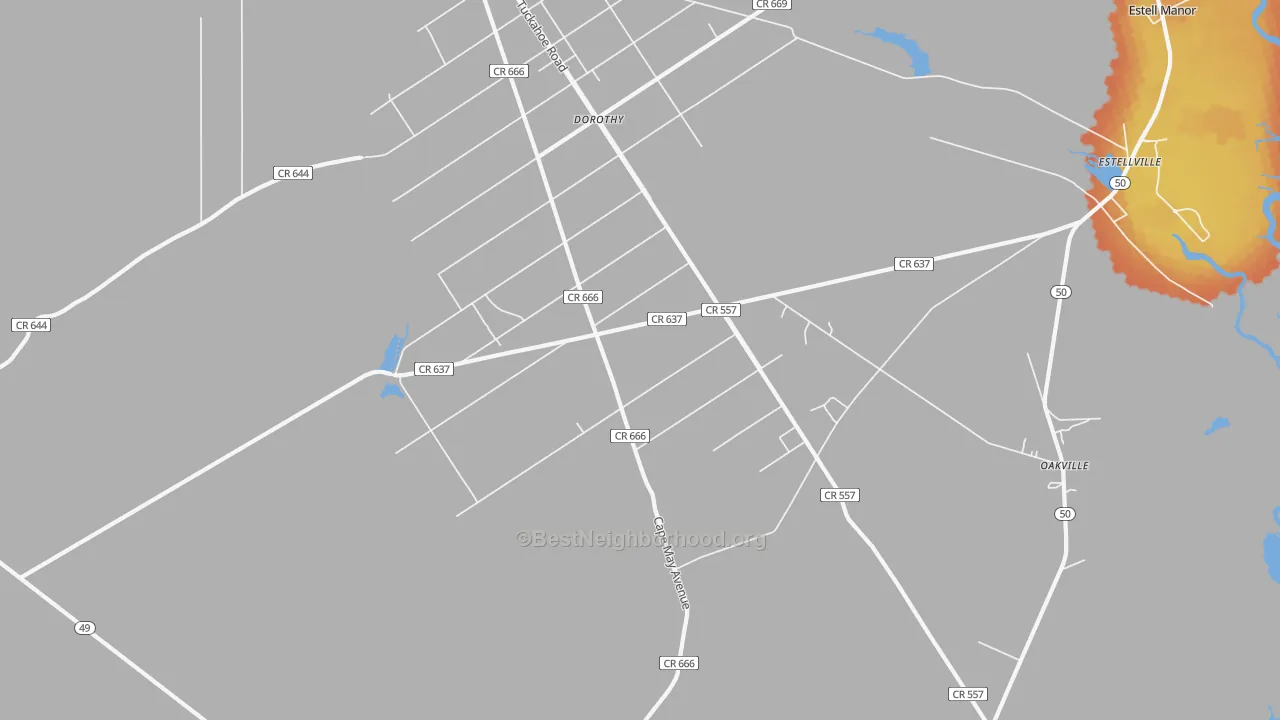 Bike Grade map of 08319, NJ