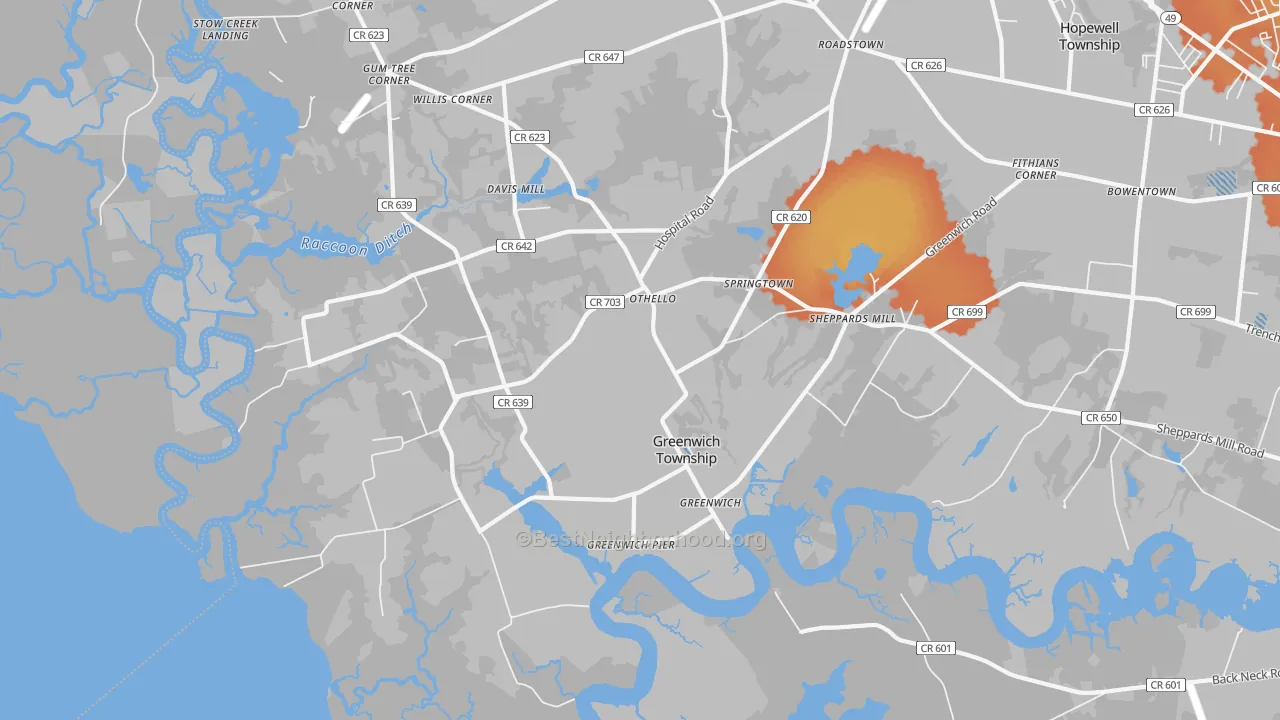 Bike Grade map of 08323, NJ