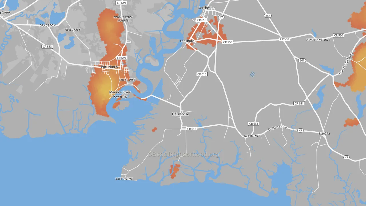 Bike Grade map of 08324, NJ