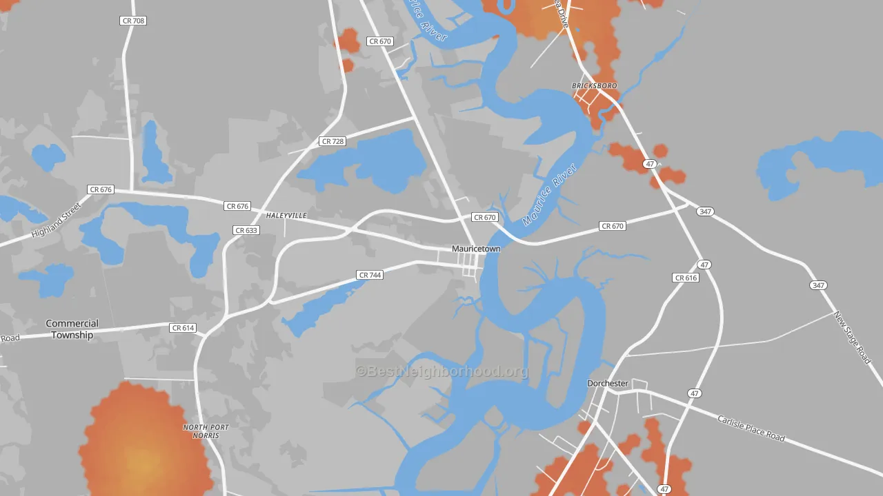 Bike Grade map of 08329, NJ