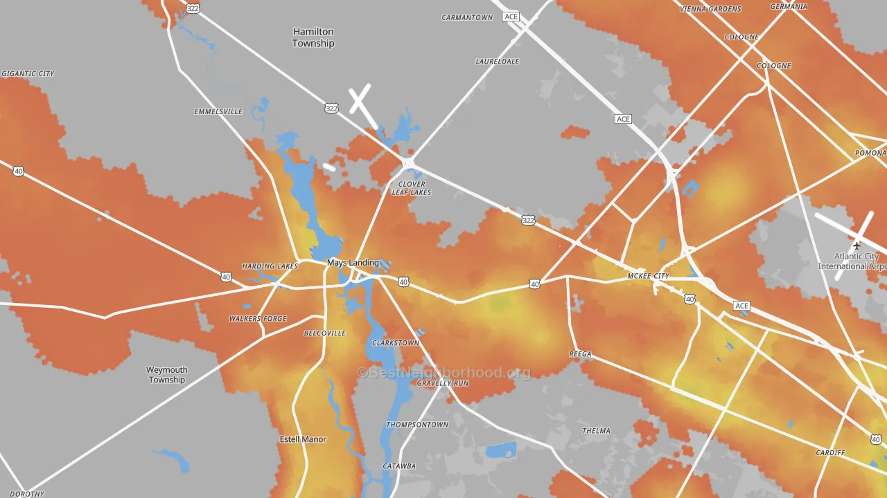 Bike Grade map of 08330, NJ