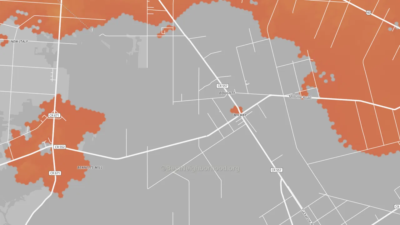 Bike Grade map of 08340, NJ