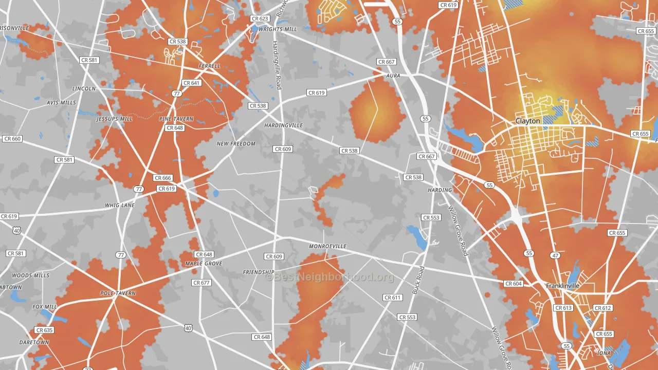 Bike Grade map of 08343, NJ