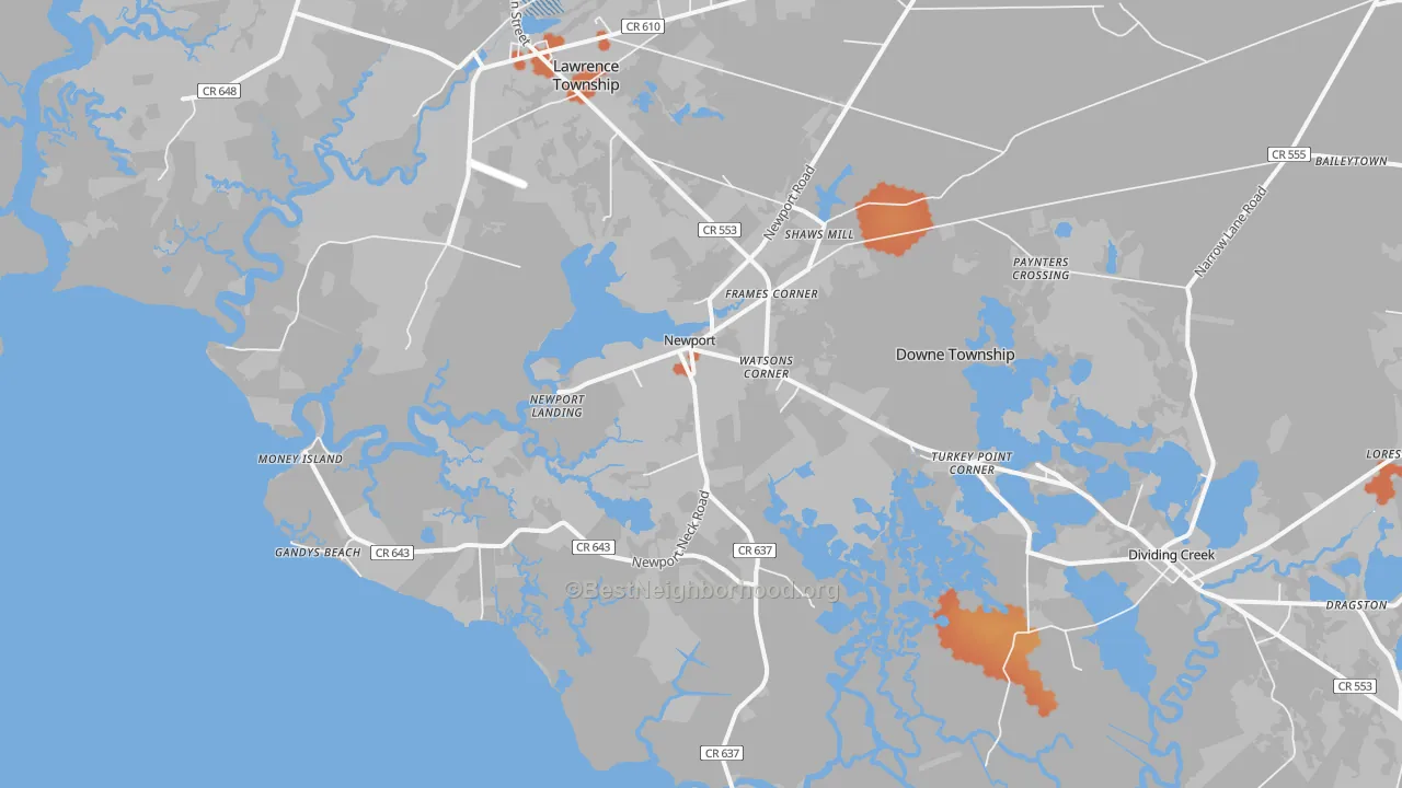 Bike Grade map of 08345, NJ