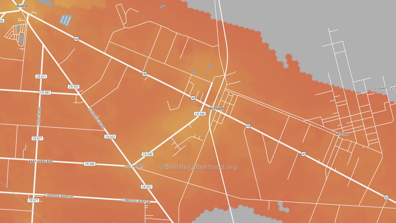 Bike Grade map of 08350, NJ