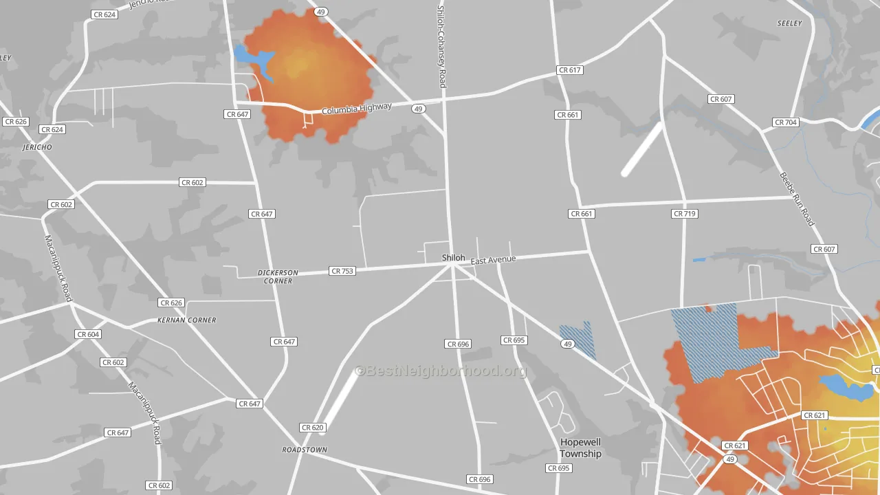 Bike Grade map of 08353, NJ