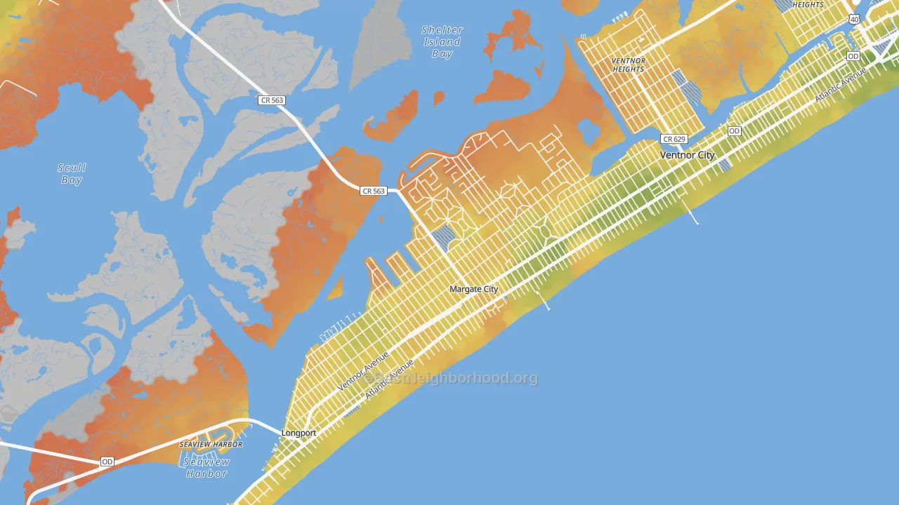 Bike Grade map of 08402, NJ