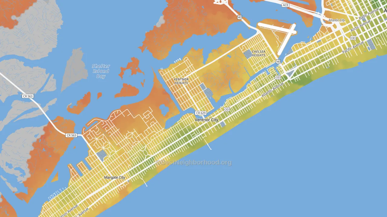 Bike Grade map of 08406, NJ