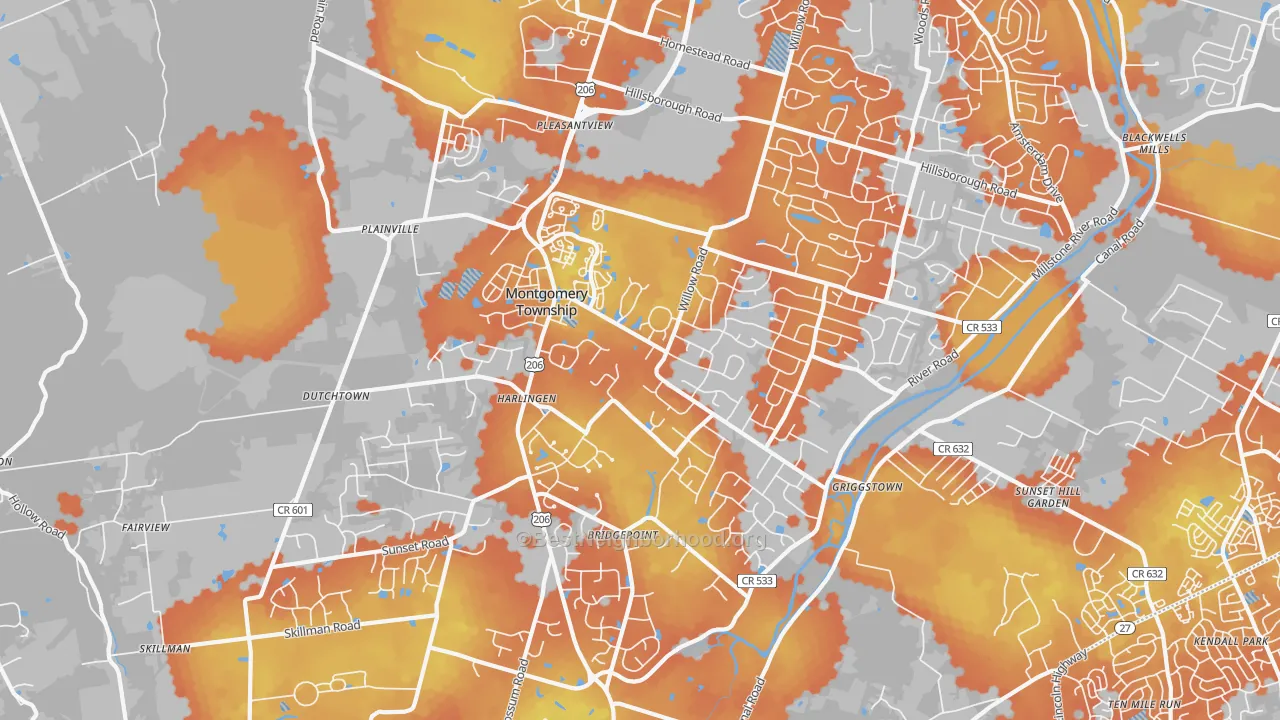 Bike Grade map of 08502, NJ