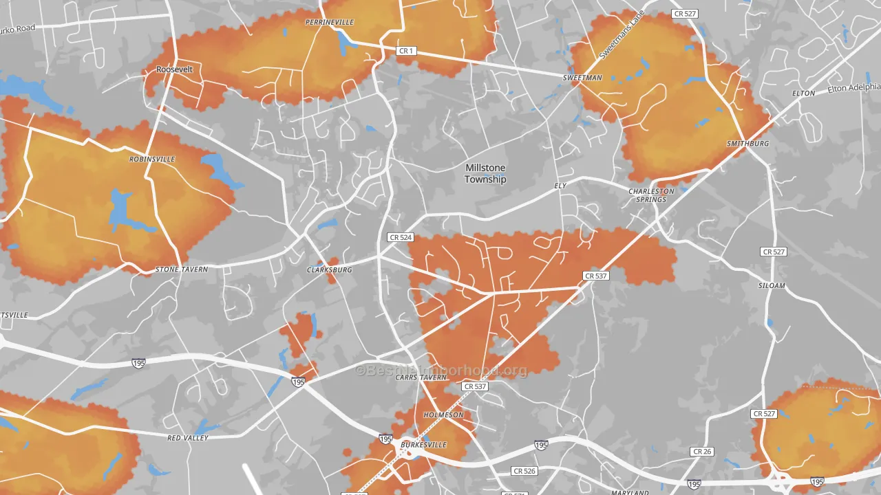 Bike Grade map of 08510, NJ