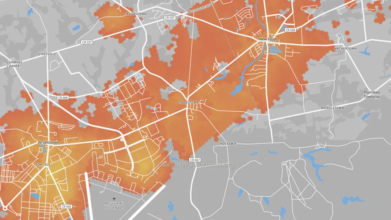 Bike Grade map of 08511, NJ
