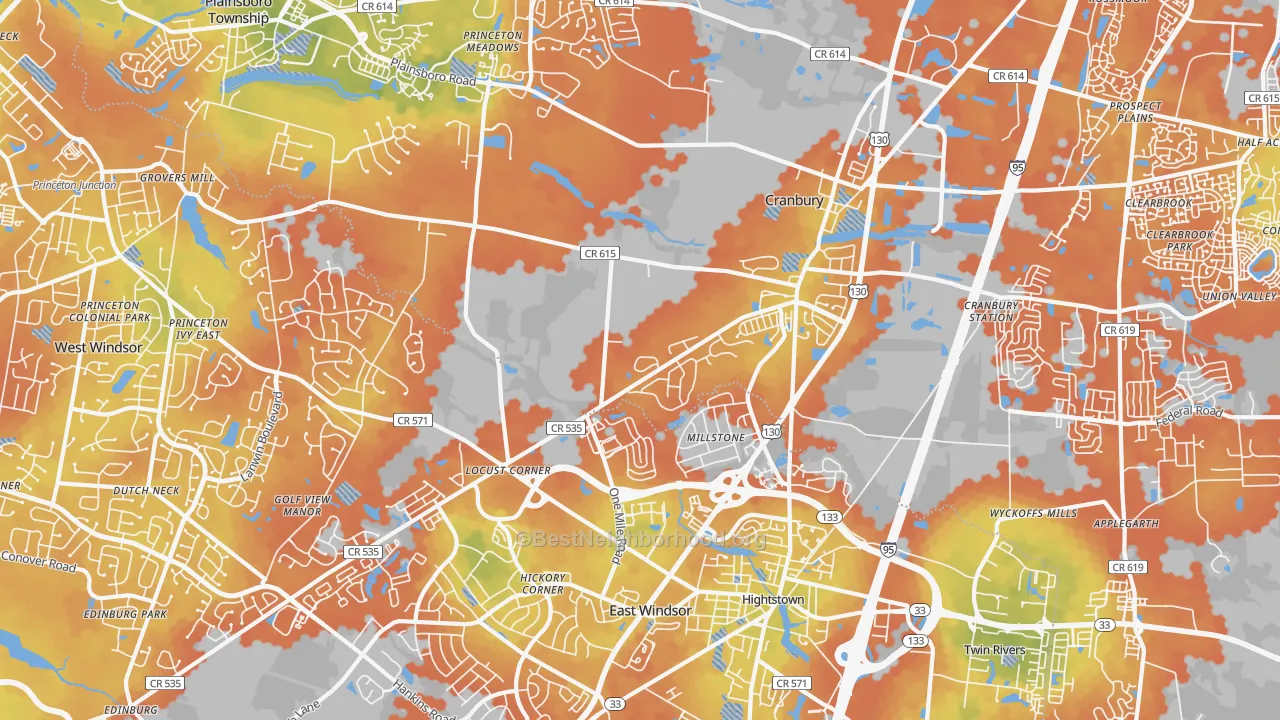 Bike Grade map of 08512, NJ
