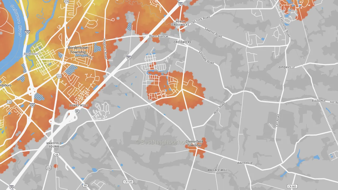 Bike Grade map of 08515, NJ