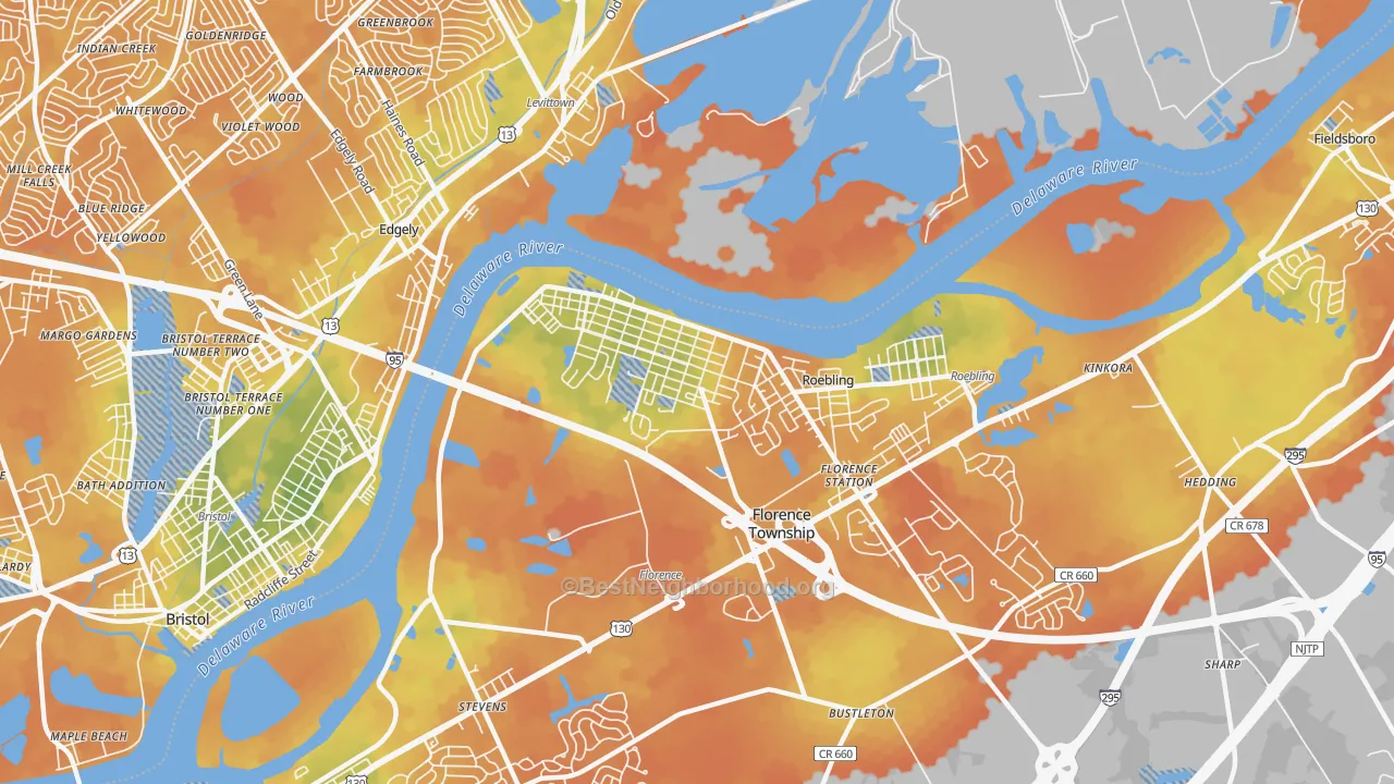 Bike Grade map of 08518, NJ