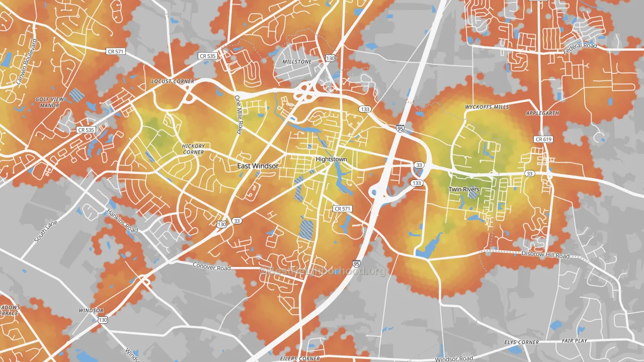 Bike Grade map of 08520, NJ