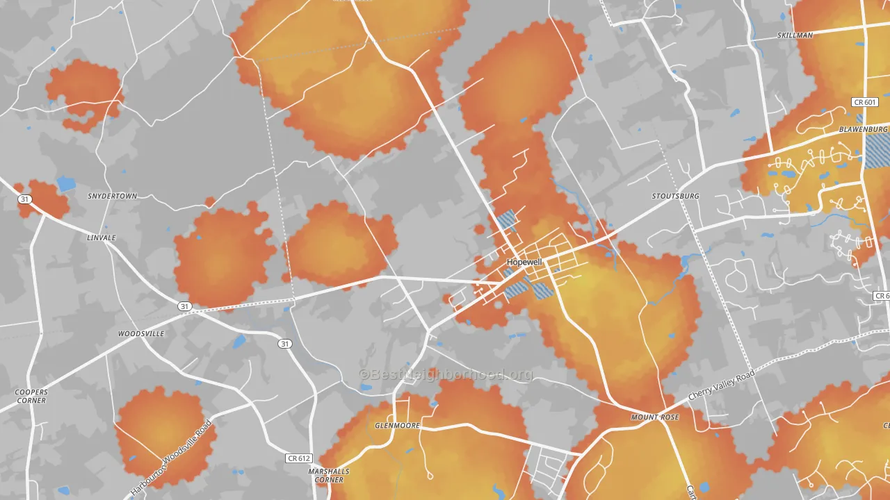 Bike Grade map of 08525, NJ