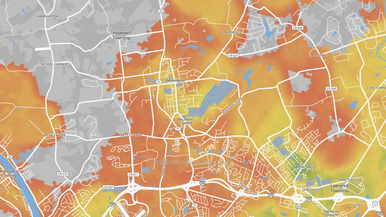 Bike Grade map of 08534, NJ