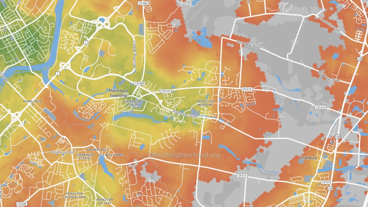 Bike Grade map of 08536, NJ