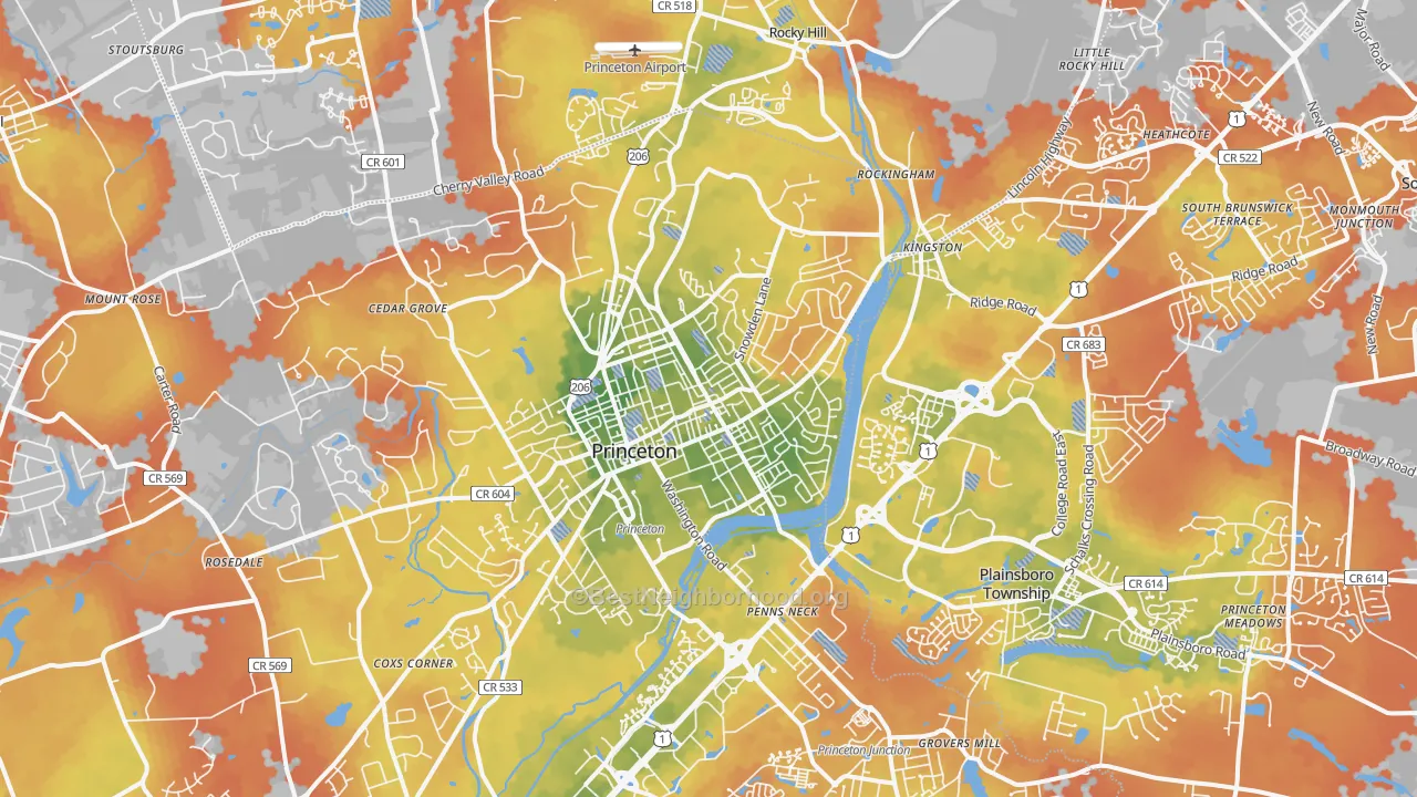 Bike Grade map of 08540, NJ