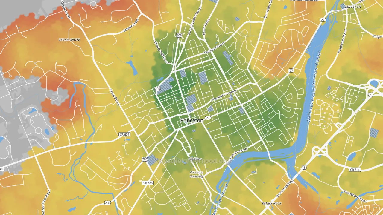 Bike Grade map of 08542, NJ