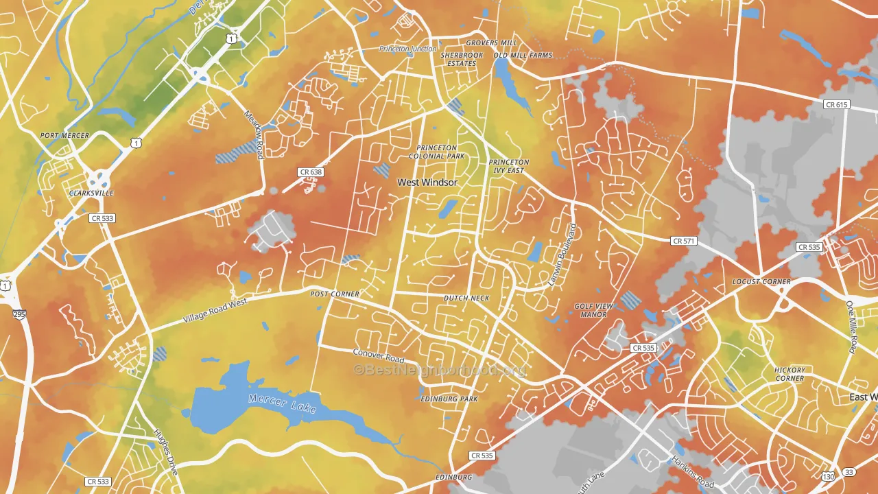 Bike Grade map of 08550, NJ