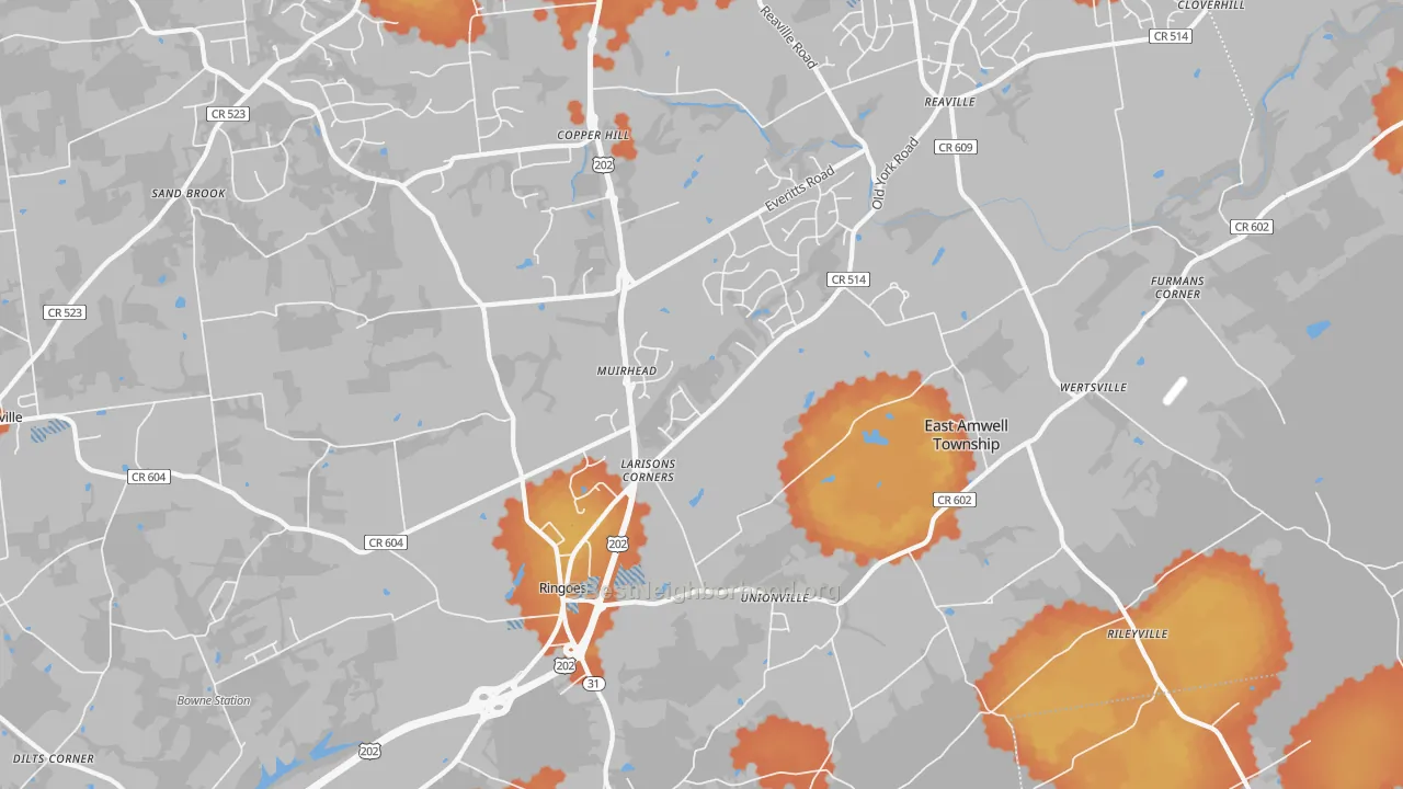 Bike Grade map of 08551, NJ