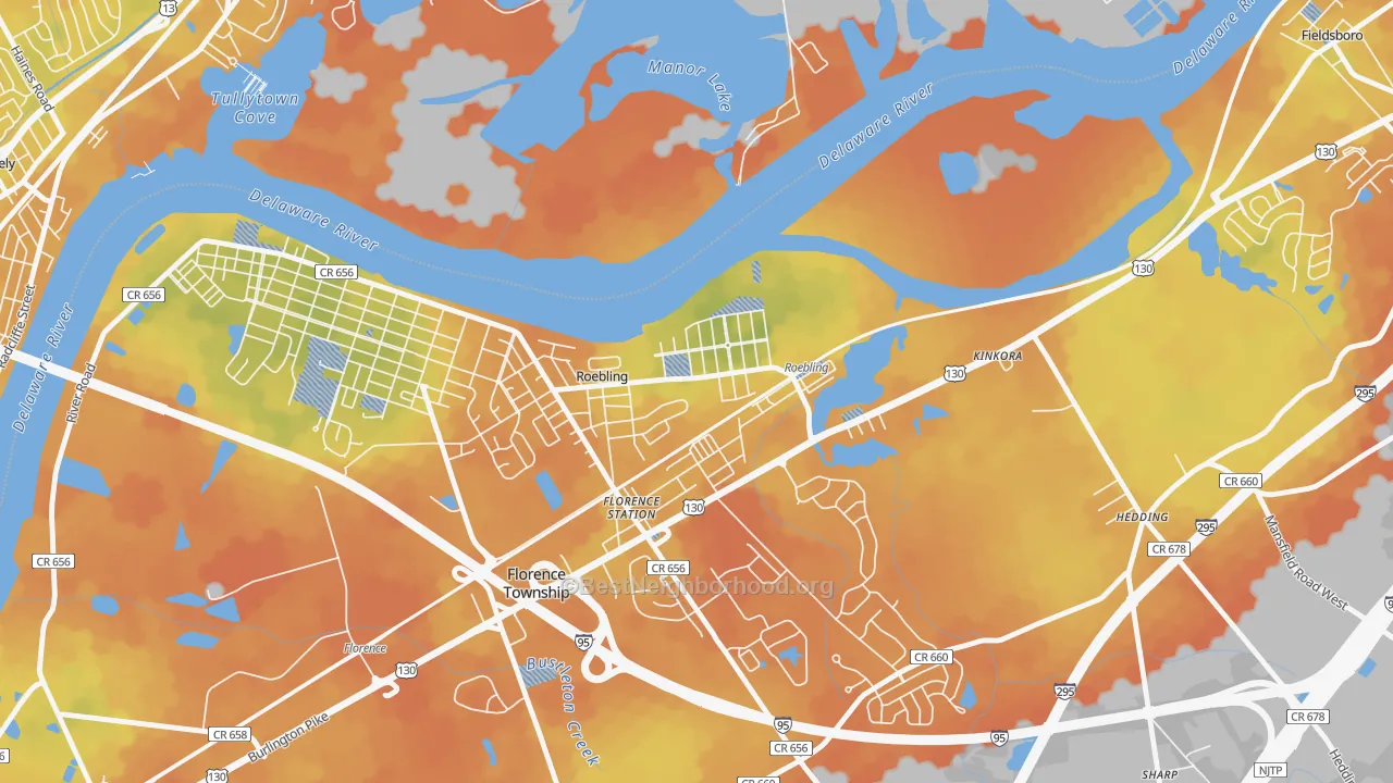 Bike Grade map of 08554, NJ