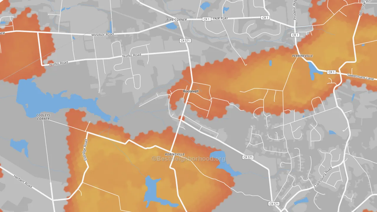 Bike Grade map of 08555, NJ